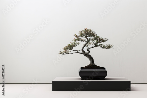 Minimalistic bonsai tree isolated on a white background