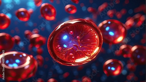 Blood cells in human blood. 3D illustration. Red blood cells