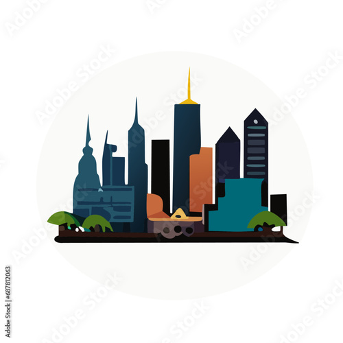 modern city skyline  city  building   cityscape   illustration vector  industry  symbol  tower  structure  house  office