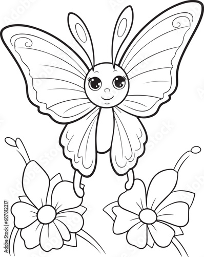  doodle style butterfly hand drawn coloring page illustration