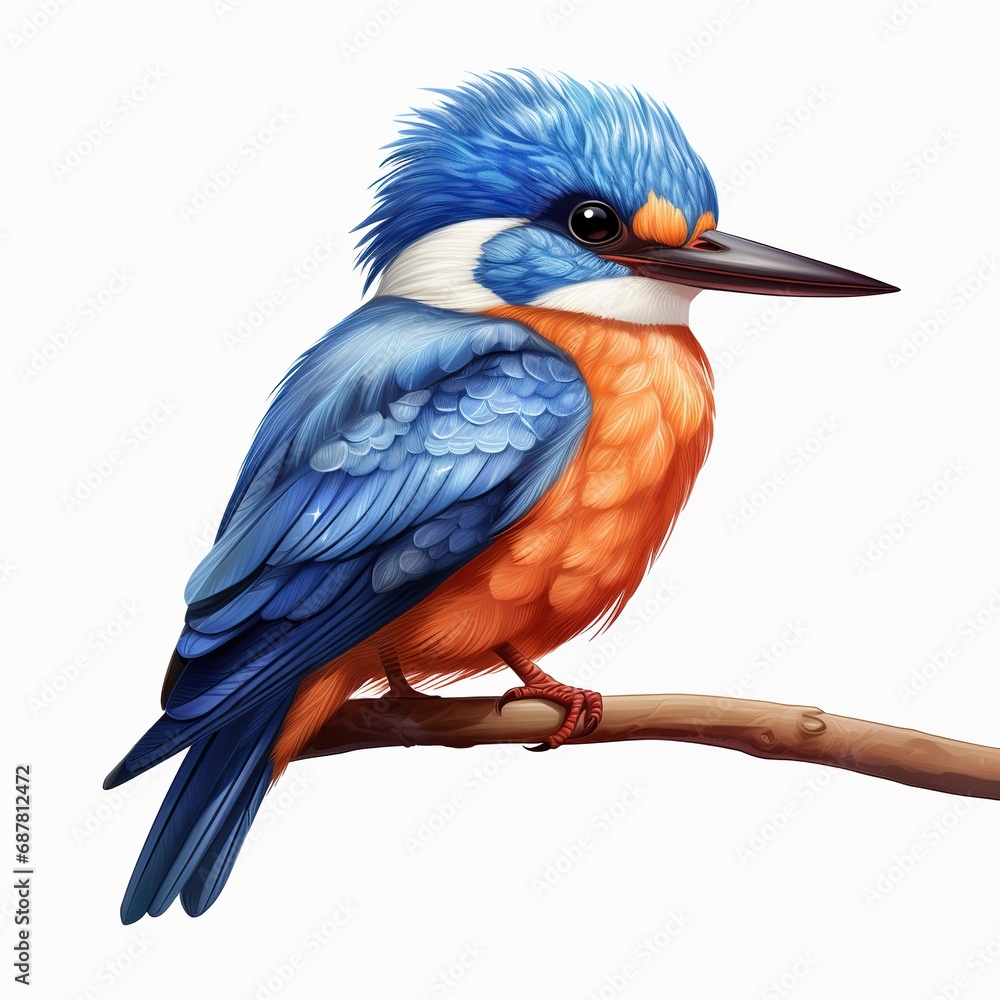 Fototapeta premium Azure Kingfisher full body on white background