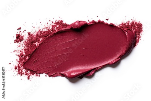 Burgundy color lipstick swatch isolated on white background, nail polish, Cosmetic, brush stroke swipe