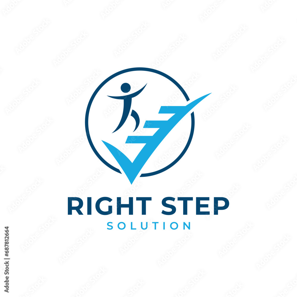 Fototapeta premium Right Step Solution Logo design creative modern concept for financial and corporate business company