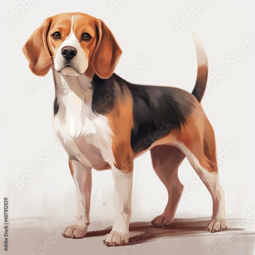 beagle puppy on white