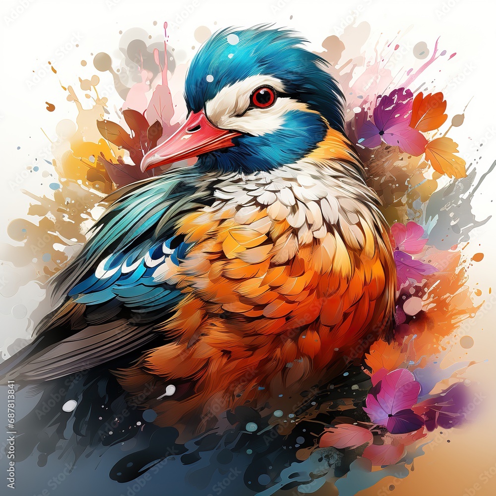 Beautiful Mandarin duck in vibrant colors