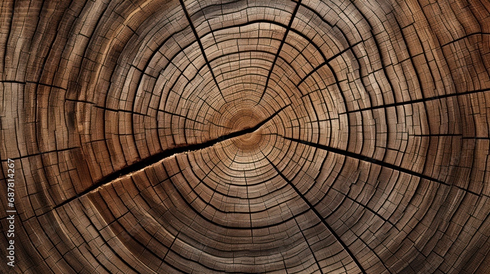Naklejka premium section of the trunk with annual rings ,texture of wood