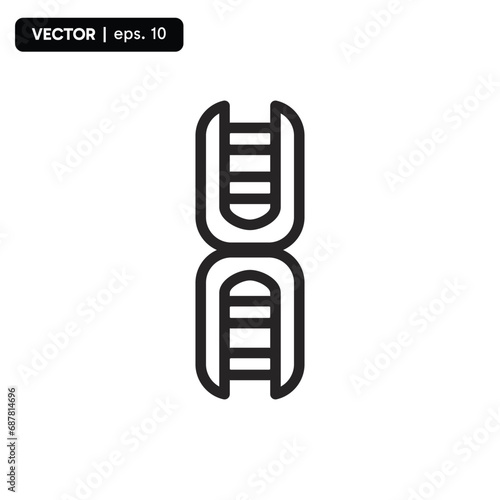 Dna helix icon, human gene vector shape pictogram isolated on white background, dna flat illustration © Maftuh
