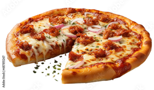 Pizza Slice pepperoni cheese cutout on transparent background. advertisement. product presentation. banner, poster, card, t shirt, sticker.