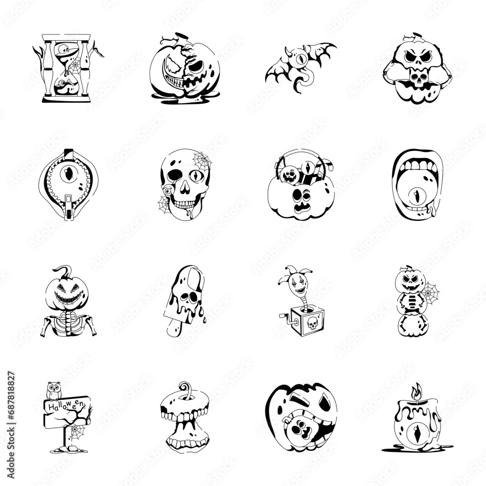 Bundle of Spooky Halloween Glyph Icons 

