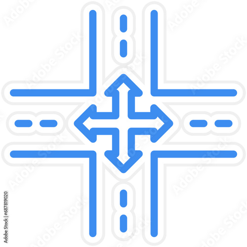 Vector Design Four Way Intersection Icon Style