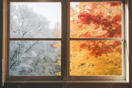The Changing Seasons: Plan a series of shots using a zoom lens to capture the same window through different seasons.