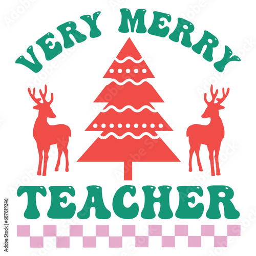 Very merry teacher Retro SVG