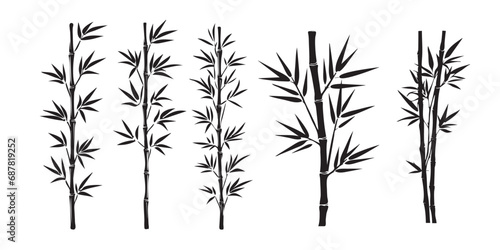Silhouettes of bamboo leaves