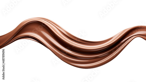 Dark chocolate melting flow twisted isolated on white background without splashes, chocolate swirls