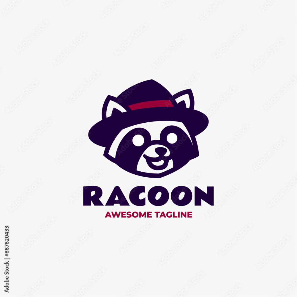 Vector Logo Illustration Raccoon Flat Modern Style. Vector Logo Illustration Raccoon Flat Modern Style.