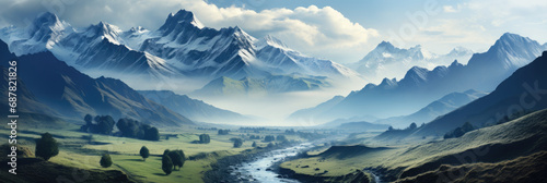 Vast panoramic image of a majestic mountain range  nature background  HD wallpaper