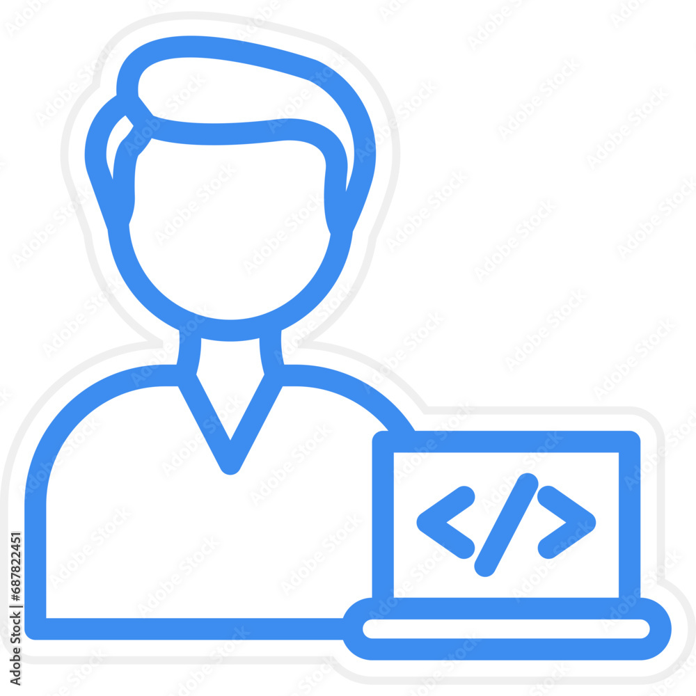 Vector Design Coder Man Icon Style Vector Design Coder Man Icon Style