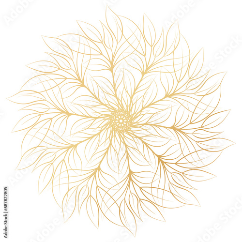 Mandala. Round floral ornament isolated on white background. Decorative design element. Outline illustration for coloring book, print on T-shirt and other items