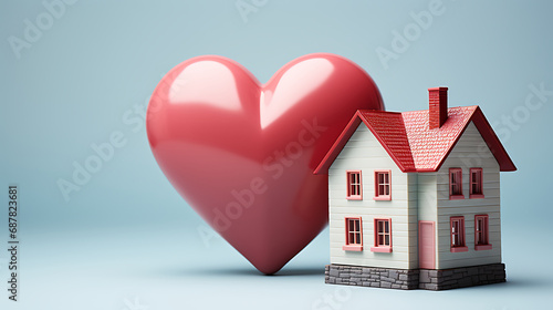 Home Sweet Home - House Model with Heart Balloon