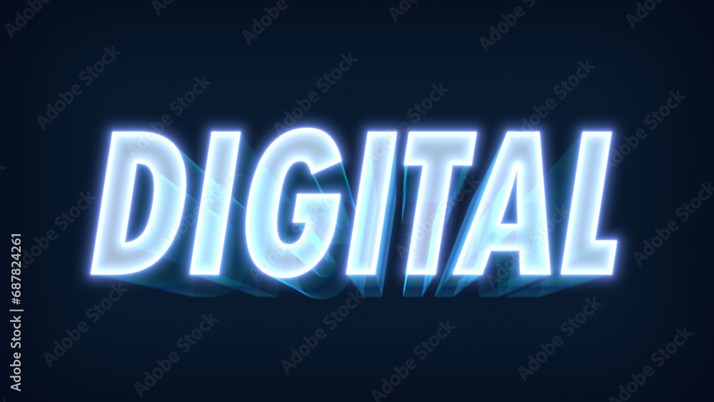 The hologram Digital letters rotate slowly in a VR world (virtual reality). A colorful world. Demonstrates depth 3D rendering