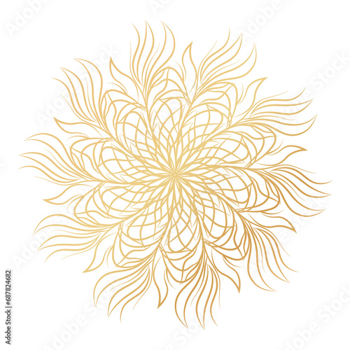 Mandala. Round floral ornament isolated on white background. Decorative design element. Outline illustration for coloring book, print on T-shirt and other items