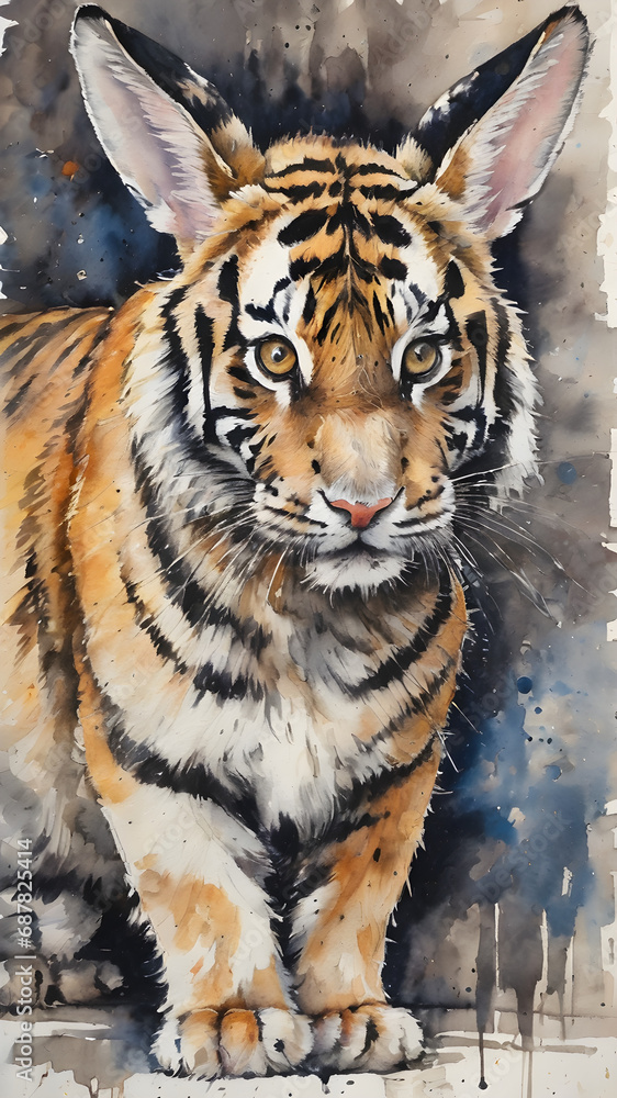 Obraz premium tiger watercolor painting
