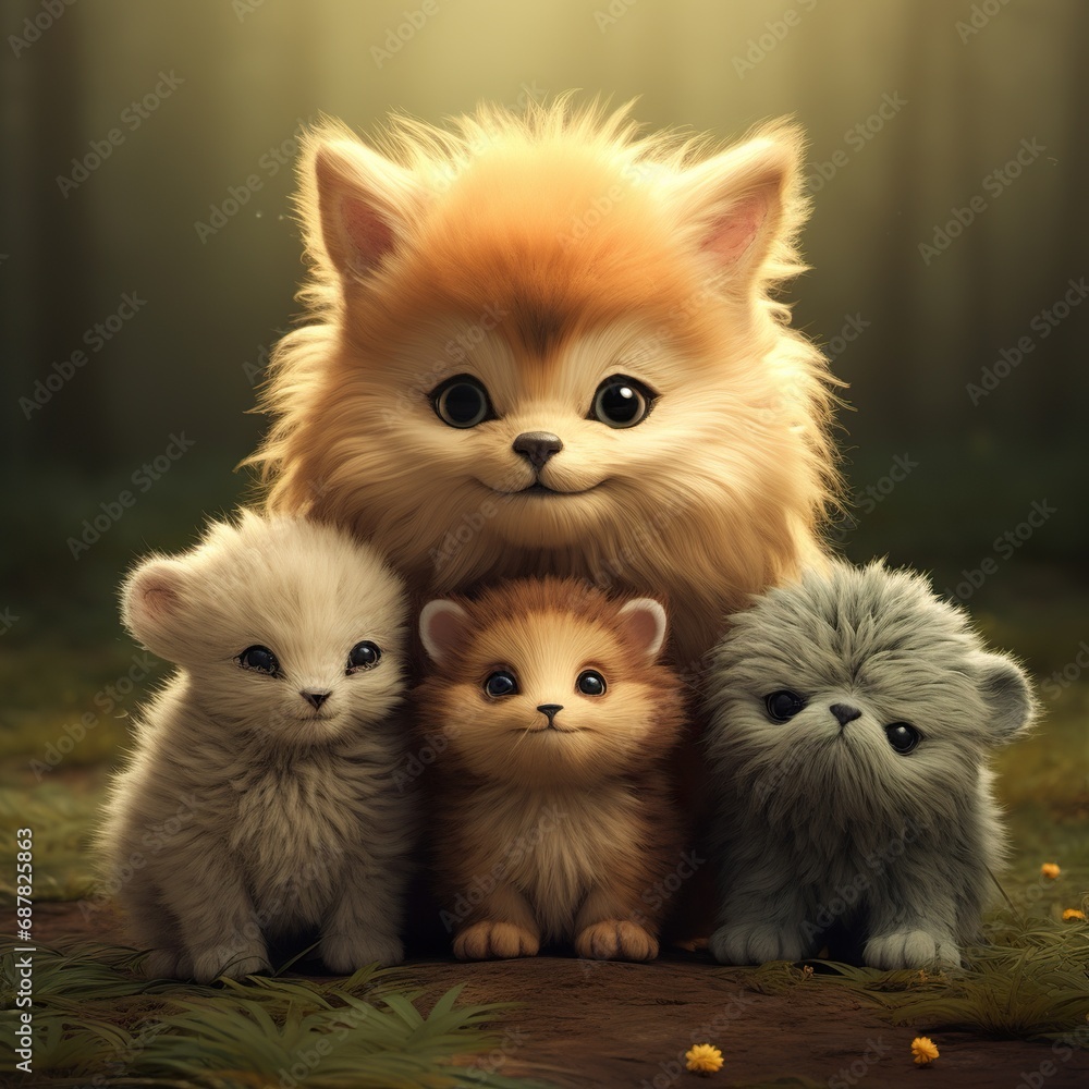 Obraz premium pomeranian spitz puppies