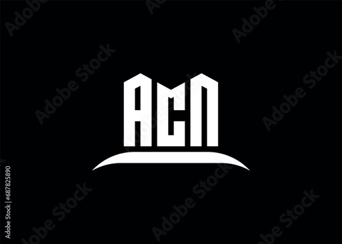 ACN letter logo design on creative BLACK background.