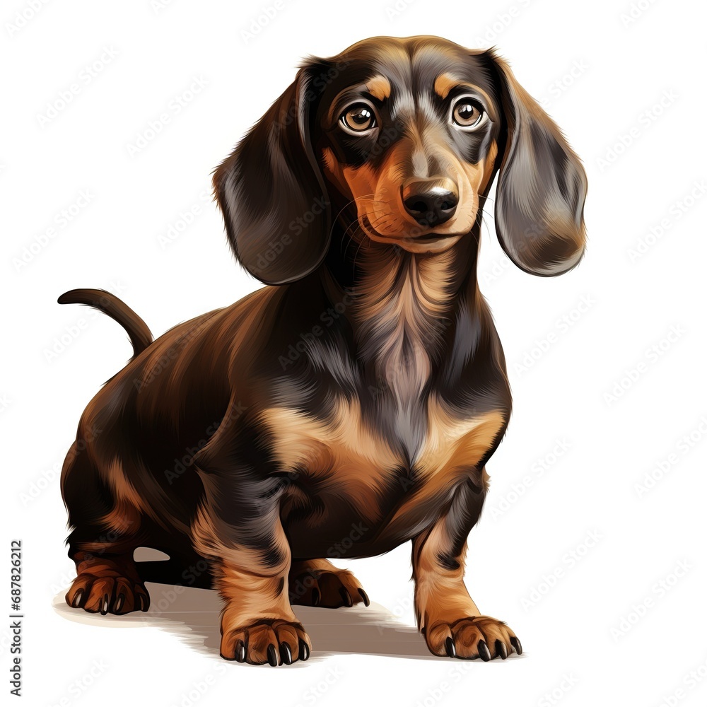 Dachshund full body shot isolated on white background