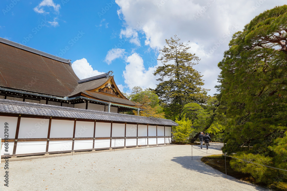 Kyoto, Japan - April 8 2023: Kyoto Imperial Palace was the residence of Japan's Imperial Family until 1868, when the emperor and capital were moved from Kyoto to Tokyo. Kyoto, Japan - April 8 2023: Kyoto Imperial Palace was the residence of Japan's Imperial Family until 1868, when the emperor and capital were moved from Kyoto to Tokyo.