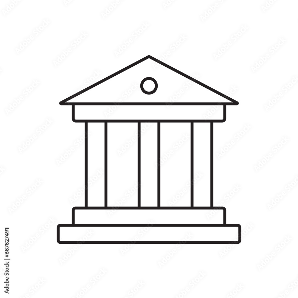 Bank building line icon vector