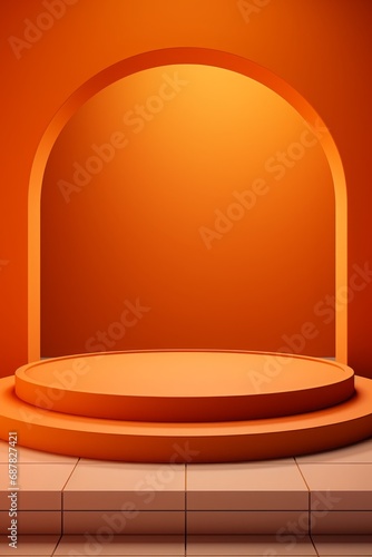 3D Orange Podium for Modern Product Display © Shadowkiruu