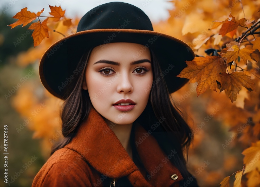 woman in park portrait of a woman in autumn park Portrait of a beautiful woman wearing a hat with autumn leaves in background woman in park portrait of a woman in autumn park Portrait of a beautiful woman wearing a hat with autumn leaves in background
