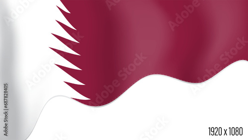 Qatar country flag realistic independence day background. Qatar commonwealth banner in motion waving, fluttering in wind. Festive patriotic HD format template for independence day