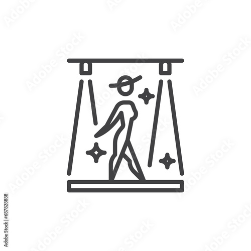 Fashion Model on Podium line icon