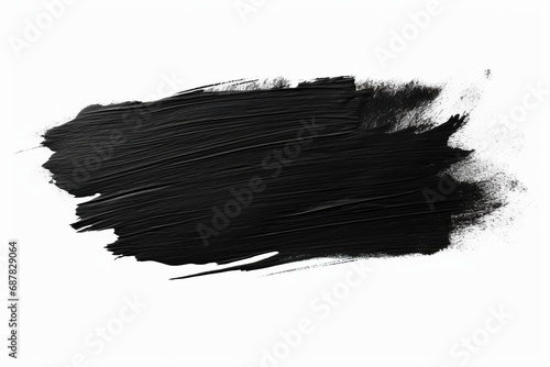 black brush stroke isolated white background photo