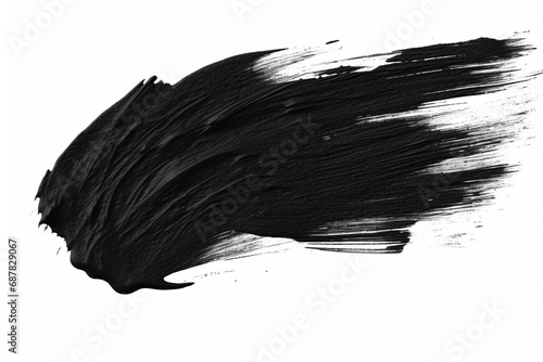 black brush stroke isolated white background photo