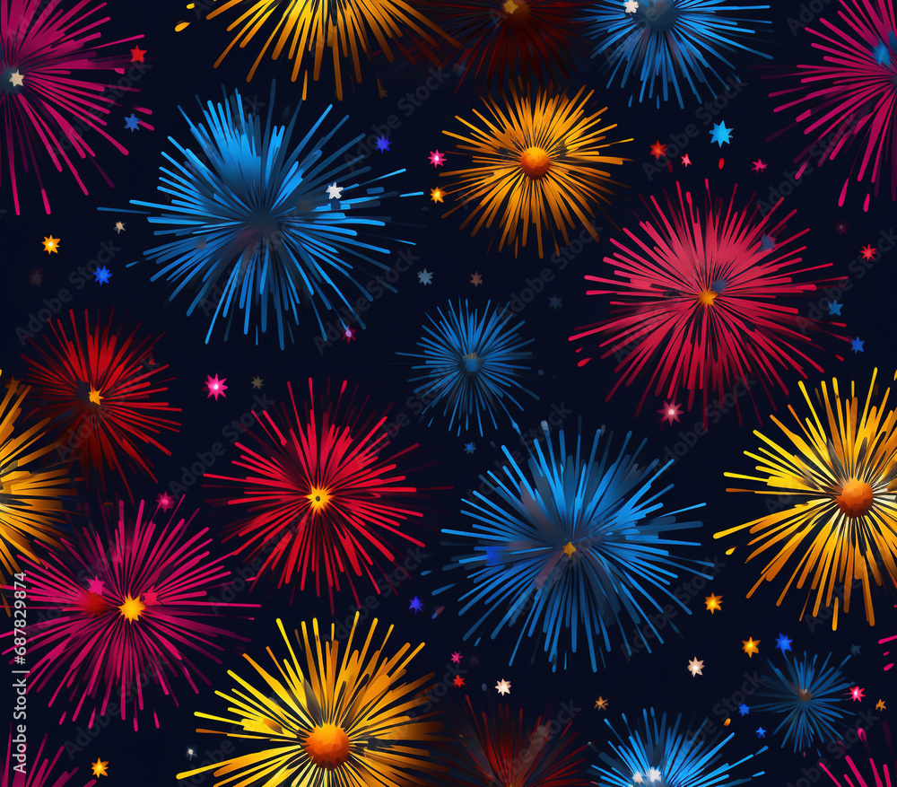 3D Firework Seamless Patterns