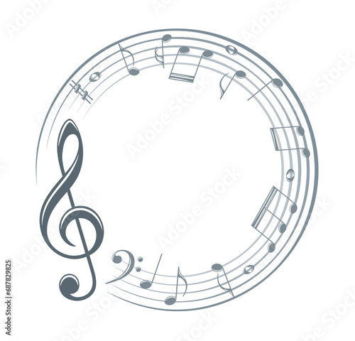 Frame with stylized musical notes.