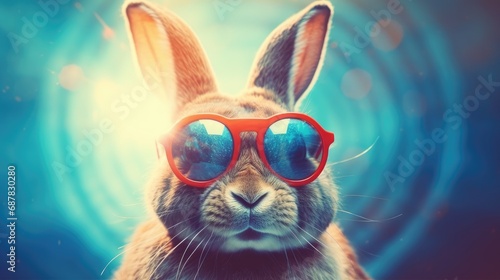 an image of a rabbit wearing sunglasses © Volodymyr Skurtul