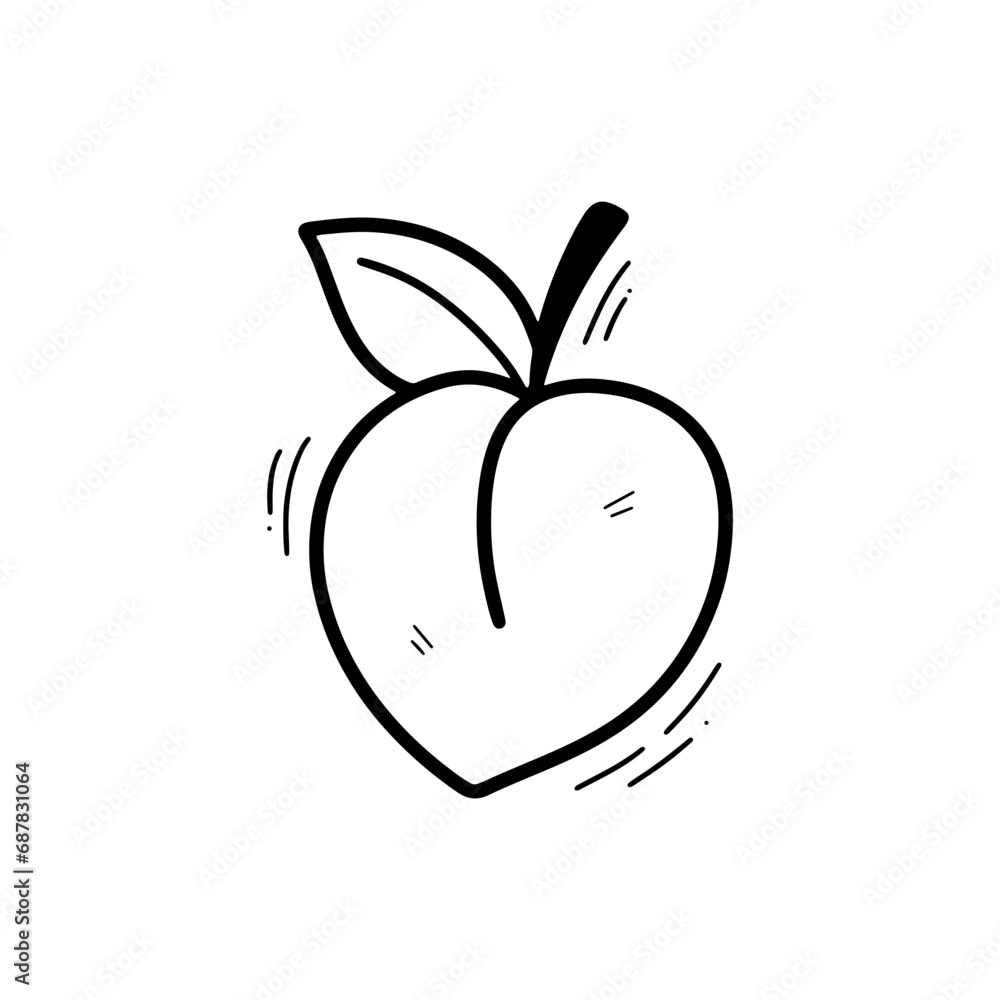 Hand Drawn Peach Illustration. Doodle Vector. Isolated on White Background - EPS 10 Vector Hand Drawn Peach Illustration. Doodle Vector. Isolated on White Background - EPS 10 Vector
