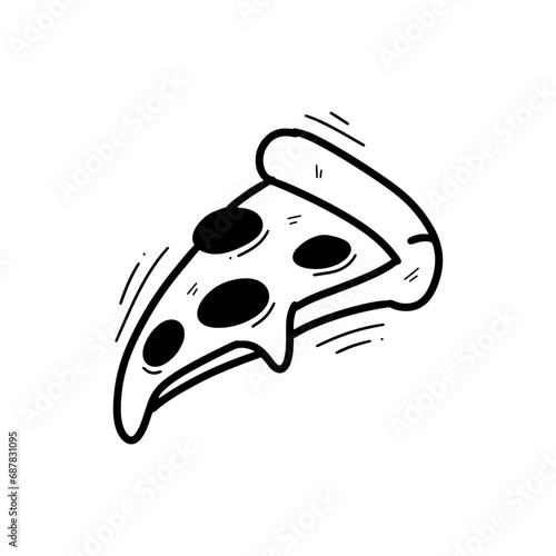 Hand Drawn Pizza Slice Illustration. Doodle Vector. Isolated on White Background - EPS 10 Vector