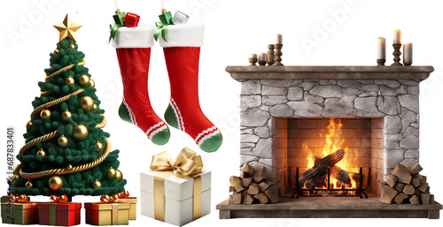 christmas fireplace with gifts