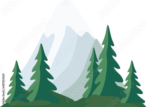 Plant and mountains vector background enviroment view flat illustration