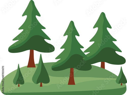 Plant and mountains vector background enviroment view flat illustration