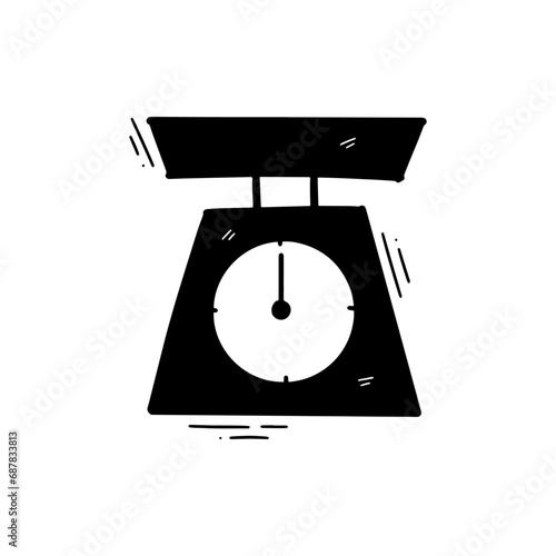 Hand Drawn Weighing Scales Illustration. Doodle Vector. Isolated on White Background - EPS 10 Vector