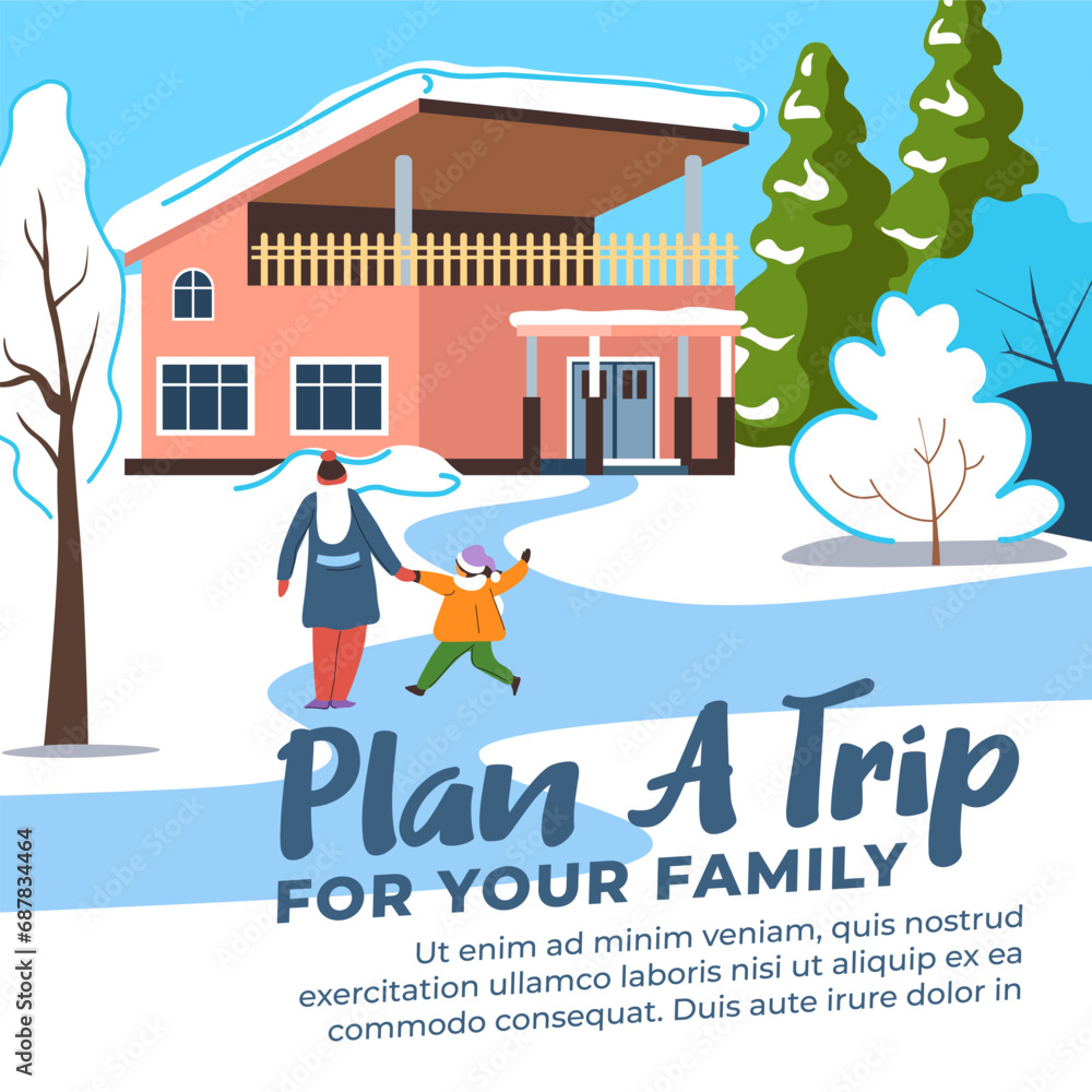 Winter trip for your family, book house or cottage