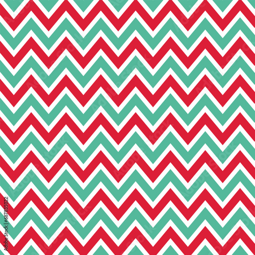 Christmas pattern chevron design wallpaper. Red, green and beige color zigzag pattern. © Vector Bucket