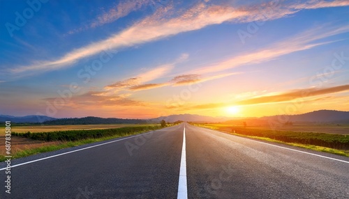 Golden Hour Journey  Beautiful Sky Over an Open Road