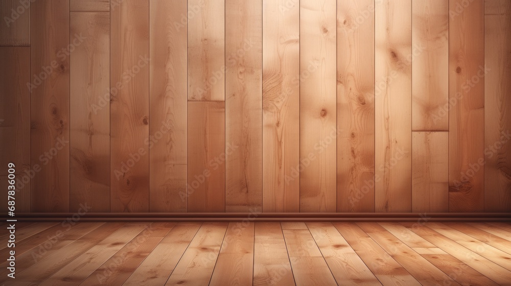 Naklejka premium wood wall empty room mock-up, ai